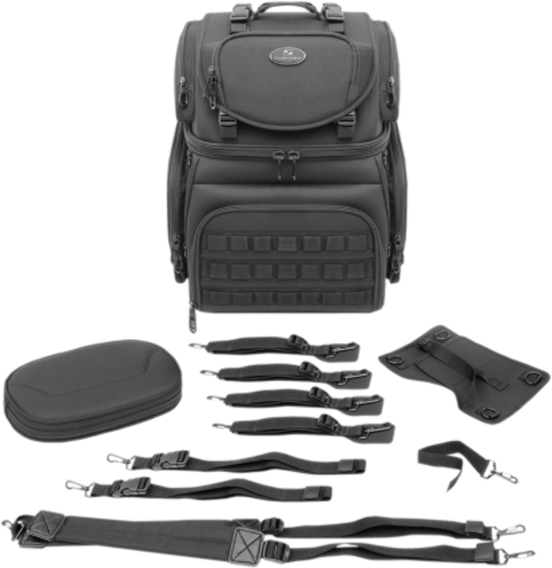Saddlemen Saddlebags & Accessories Saddlemen BR3400 Tactical Sissy Bar Bag Universal Touring Luggage Dresser Bagger