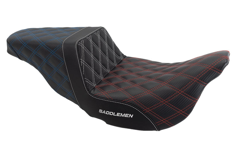 Saddlemen Seats Saddlemen ACM USA Lattice Stitch Carbon Gripper Step Up Seat Harley Touring 08+