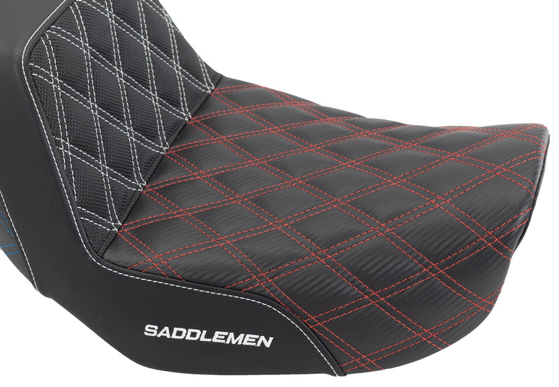 Saddlemen Seats Saddlemen ACM USA Step 2Up Lattice Diamond Stitch Seat Harley 06-17 Dyna FXD FLD