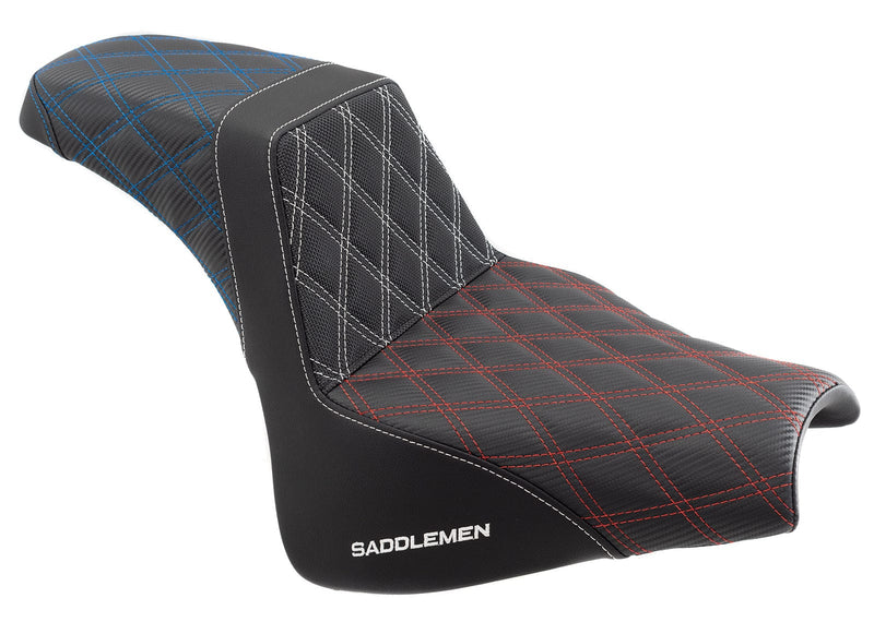 Saddlemen Seats Saddlemen ACM USA Step 2Up Lattice Diamond Stitch Seat Harley Softail Fat Bob M8