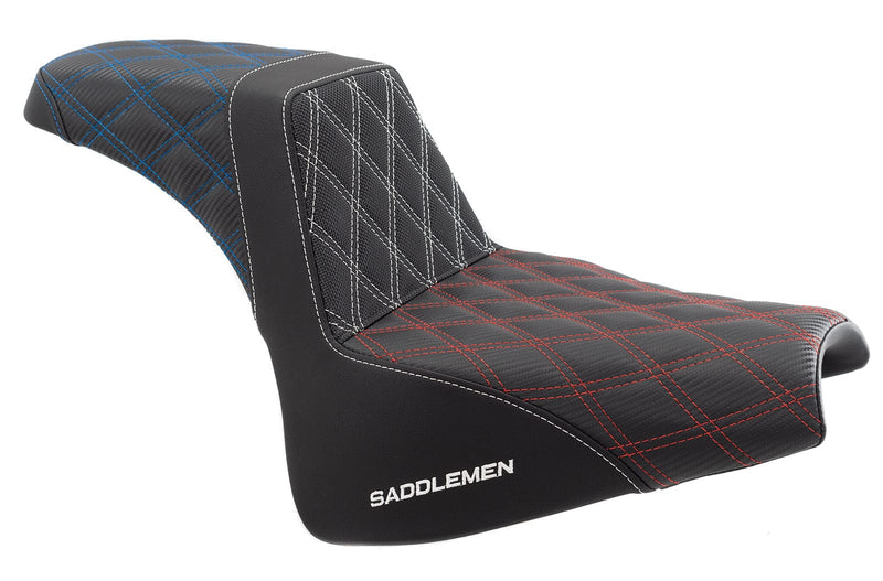Saddlemen Seats Saddlemen ACM USA Step 2Up Lattice Diamond Stitch Seat Harley Softail Fat Bob M8
