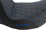 Saddlemen Seats Saddlemen Blue Lattice Stitch Carbon Fiber Gripper Step 2 Up Seat Harley Touring