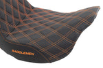 Saddlemen Seats Saddlemen Orange Lattice Stitch Carbon Fiber Gripper Step Up Seat Harley Touring