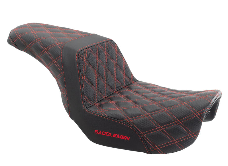 Saddlemen Seats Saddlemen Red Step 2 Up Lattice Diamond Stitch Seat Harley 06-17 Dyna FXD FLD