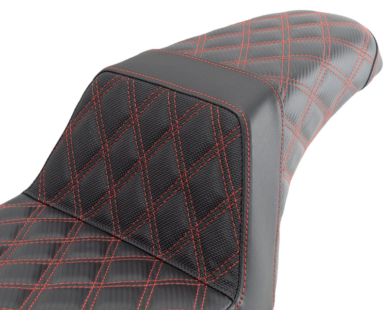 Saddlemen Seats Saddlemen Red Step 2 Up Lattice Diamond Stitch Seat Harley 06-17 Dyna FXD FLD