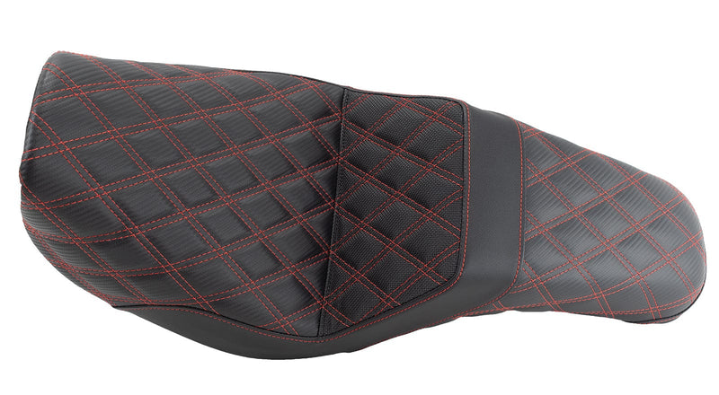 Saddlemen Seats Saddlemen Red Step 2 Up Lattice Diamond Stitch Seat Harley 06-17 Dyna FXD FLD