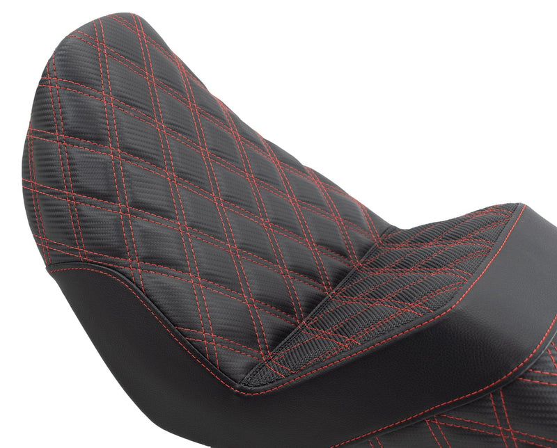 Saddlemen Seats Saddlemen Red Step 2 Up Lattice Diamond Stitch Seat Harley 06-17 Dyna FXD FLD