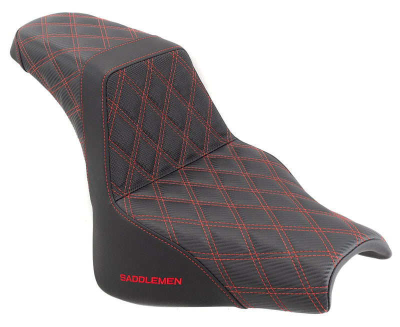 Saddlemen Seats Saddlemen Red Step 2 Up Lattice Diamond Stitch Seat Harley Softail Fat Bob M8