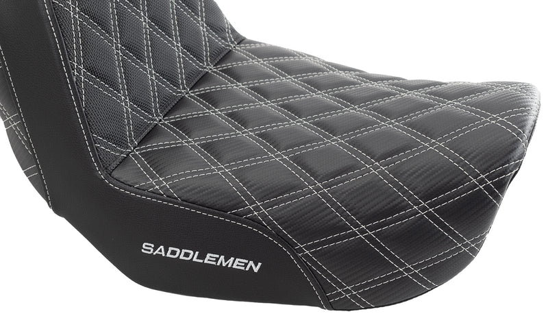Saddlemen Seats Saddlemen Silver Step 2 Up Lattice Diamond Stitch Seat Harley 06-17 Dyna FXD FLD