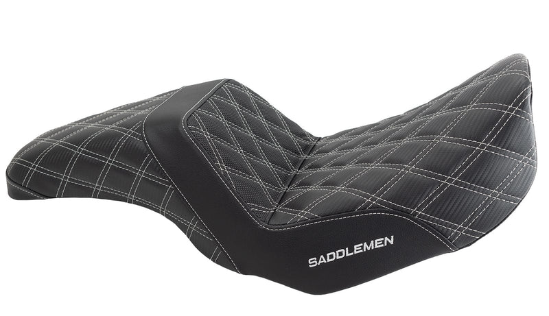 Saddlemen Seats Saddlemen Silver Step 2 Up Lattice Diamond Stitch Seat Harley 06-17 Dyna FXD FLD