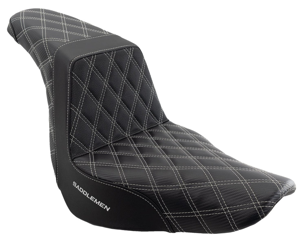 Saddlemen Silver Step 2 Up Lattice Stitch Grip Seat Harley Softail