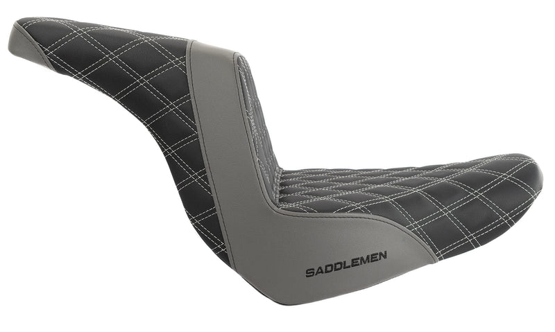 Saddlemen Seats Saddlemen Step 2 Up Lattice Diamond Silver Stitch Seat M8 Harley Softail FXLRS