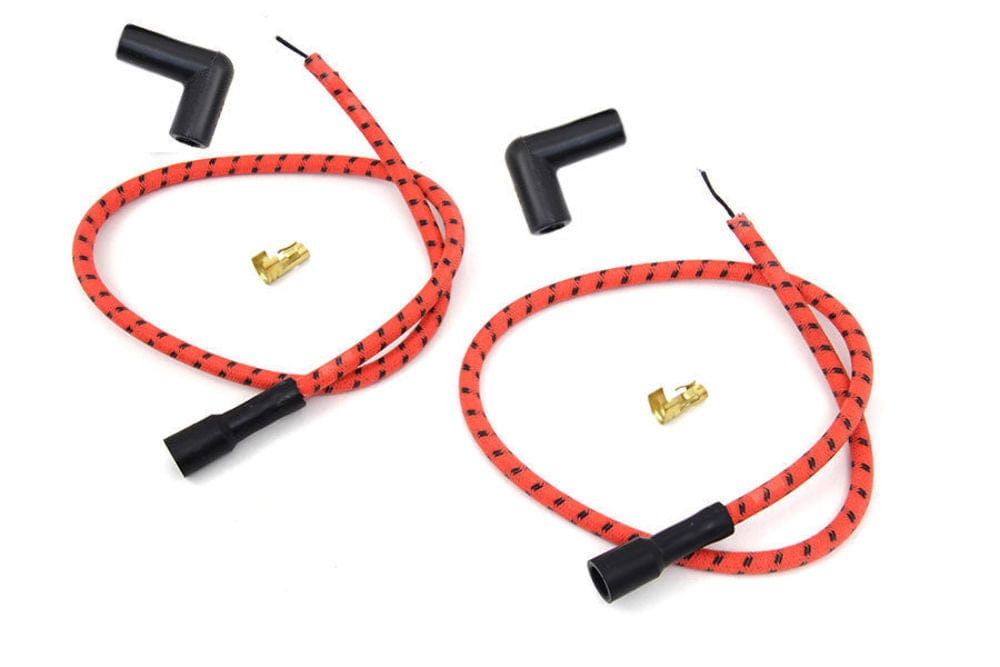 Sumax Ignition Cables & Wires Sumax Orange Black Cloth Spark Plug Ignition Wire Set Kit Harley Custom Chopper