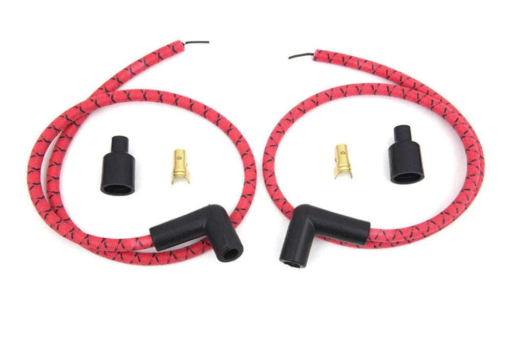 Sumax Ignition Cables & Wires Sumax Red & Black Cloth Spark Plug Ignition Wire Set Kit Harley Custom Chopper