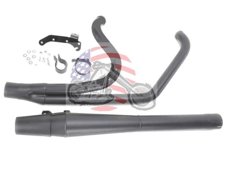 Thunderheader Exhaust Systems Black Thunderheader 2 into 1 Exhaust Pipe Long 85-06 Harley Touring Heat Shields