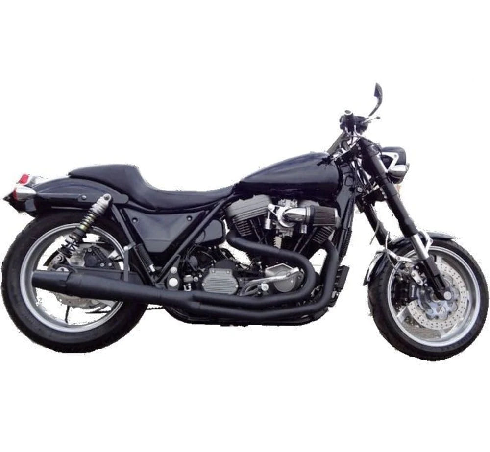 Thunderheader Exhaust Systems Black Thunderheader 2 into 1 Full Exhaust System Pipe Harley FXR Mid-Controls