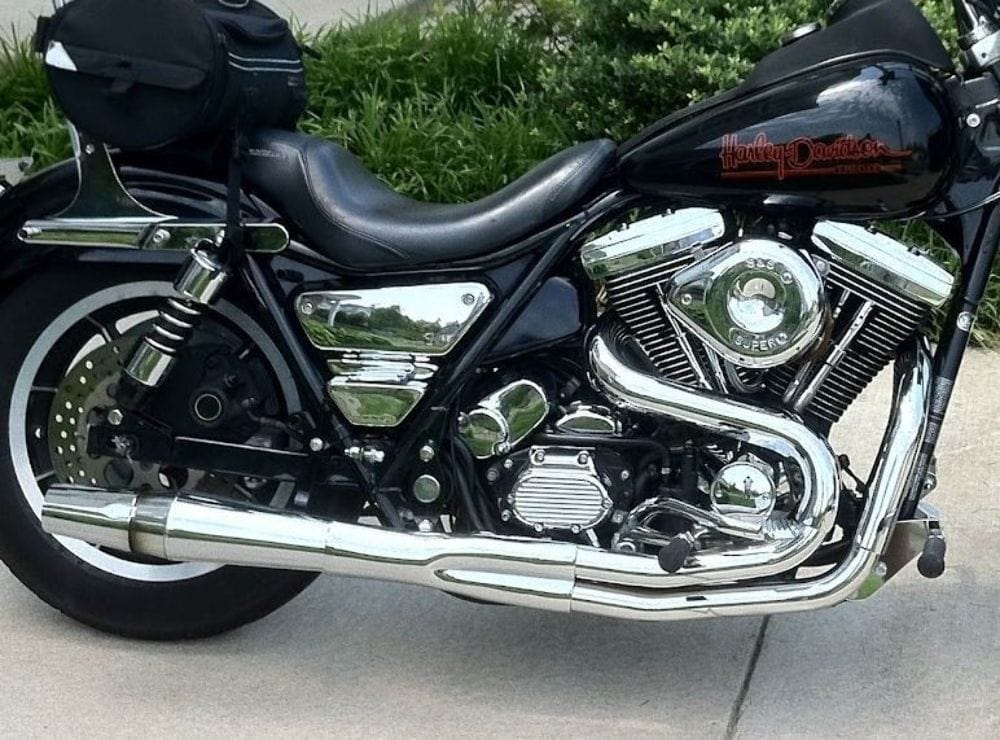 Thunderheader Exhaust Systems Chrome Thunderheader 2 into 1 Exhaust System Pipe 87-94 Harley FXR Mid Controls