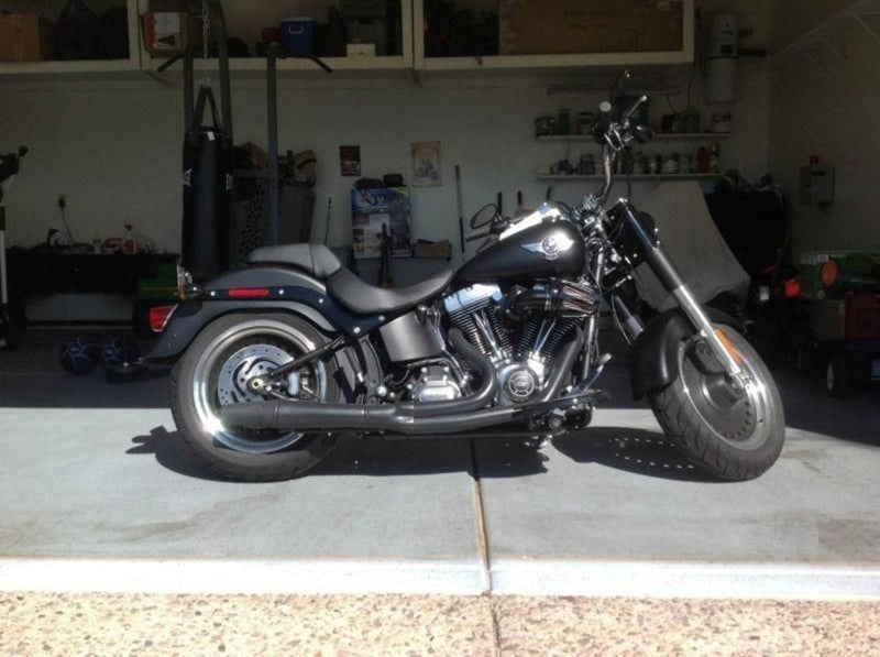 Thunderheader Exhaust Systems Thunderheader Black 2 Into 1 Pipe Exhaust System Harley Softail FXST FLST 12-17