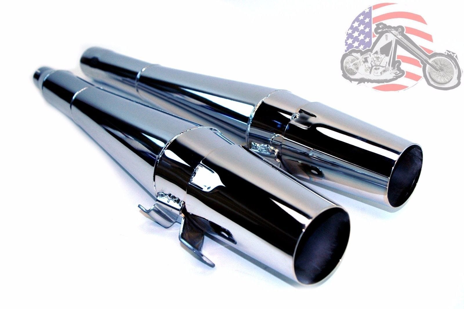 Thunderheader Chrome Slip On Exhaust Pipe Mufflers Pair Harley Touring