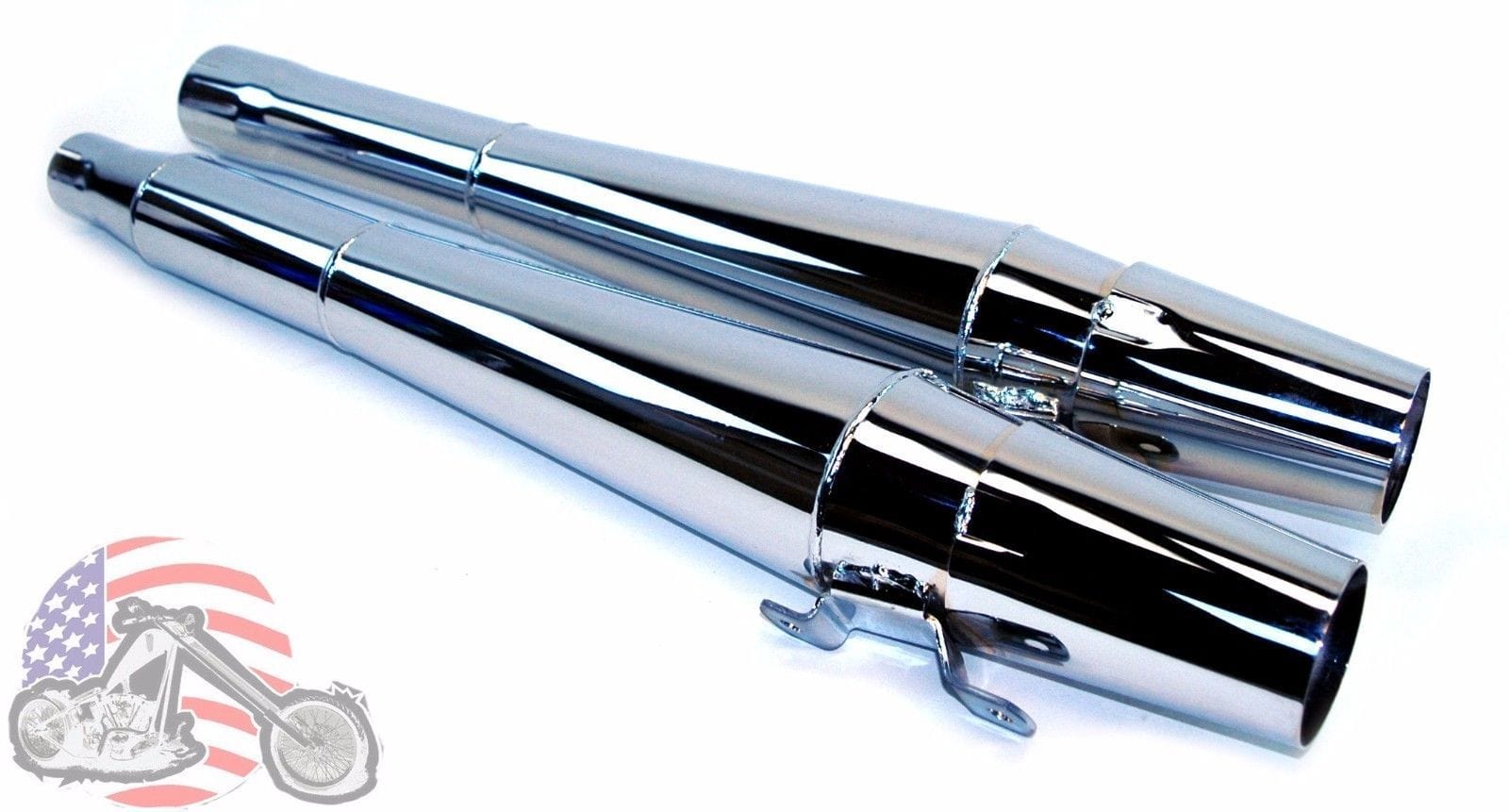 Thunderheader Chrome Slip On Exhaust Pipe Mufflers Pair Harley Touring