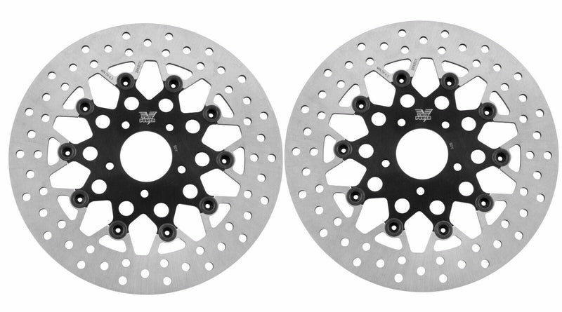 Twin Power Mesh Spoke Black SS Floating Front 11.5 Dual Disc Brake Rotor Set Harley Touring