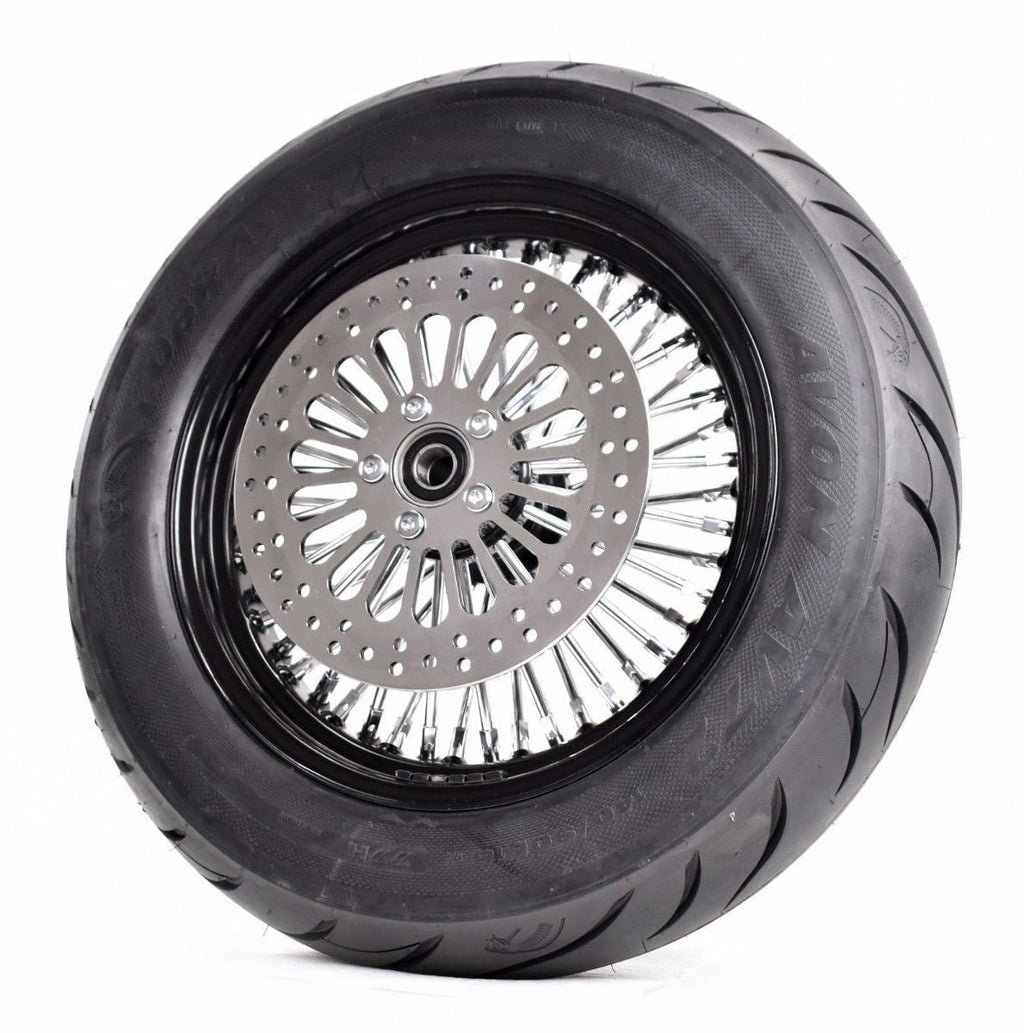 Ultima 16 3.5 48 Fat King Spoke Front Wheel Black Chrome Rim Single Package BW Tire