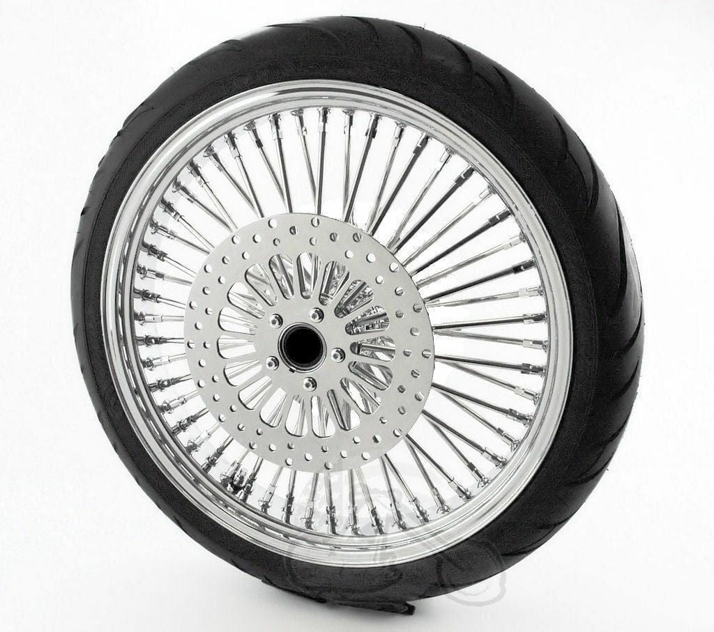 Ultima 21 2.15 48 Fat Spoke Front Wheel Chrome Rim BW Tire Package 08+ Harley 25mm SD