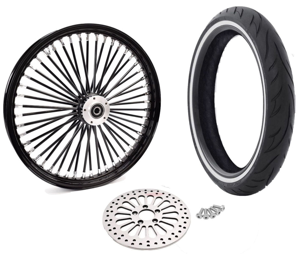 Ultima 21 2.15 Black Front 48 Spoke Narrow Glide Wheel Rim Tire Package Harley XL Dyna