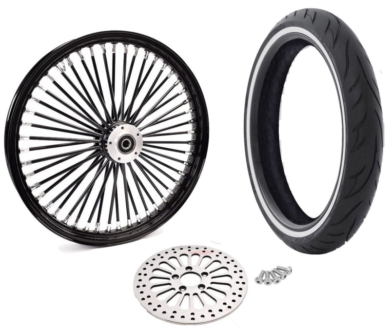 Ultima 21 2.15 Black Front 48 Spoke Narrow Glide Wheel Rim Tire Package Harley XL Dyna