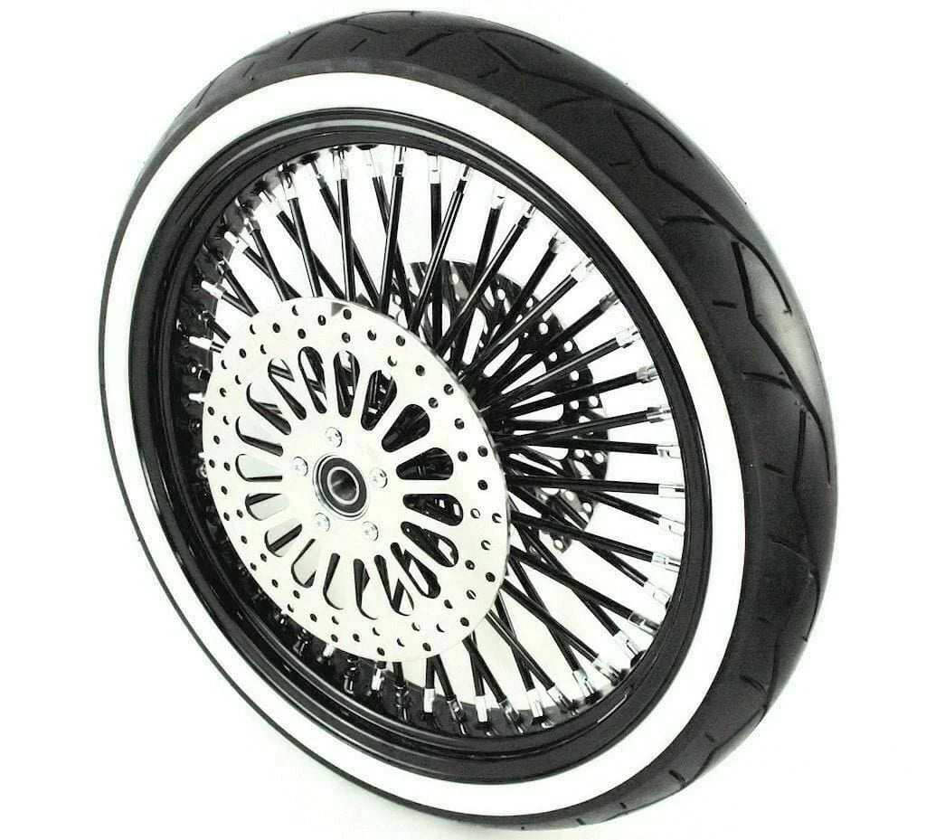 Ultima 21 3.5 48 Black Spoke Front Wheel Black Tire Rotor Harley Touring Package DD WWW
