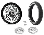 Ultima 21 3.5 48 Black Spoke Front Wheel Black Tire Rotor Harley Touring Package DD WWW