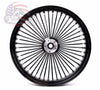 Ultima 26 x 3.5 Chrome 48 Fat Spoke Front Wheel Black Rim Hub Harley Dual Disc 08+