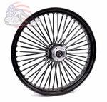 Ultima 26 x 3.5 Chrome 48 Fat Spoke Front Wheel Black Rim Hub Harley Dual Disc 08+