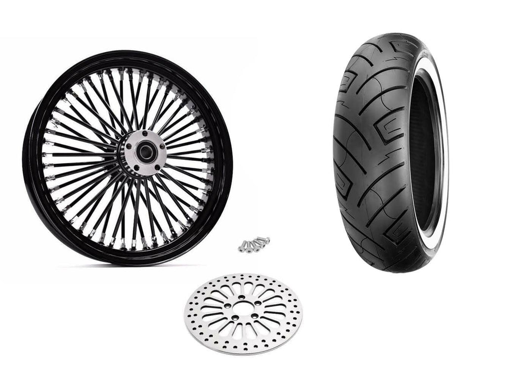 Ultima Black 16 3.5 Fat Daddy King Spoke Rear Wheel Rim Shinko Tire Harley Package WW