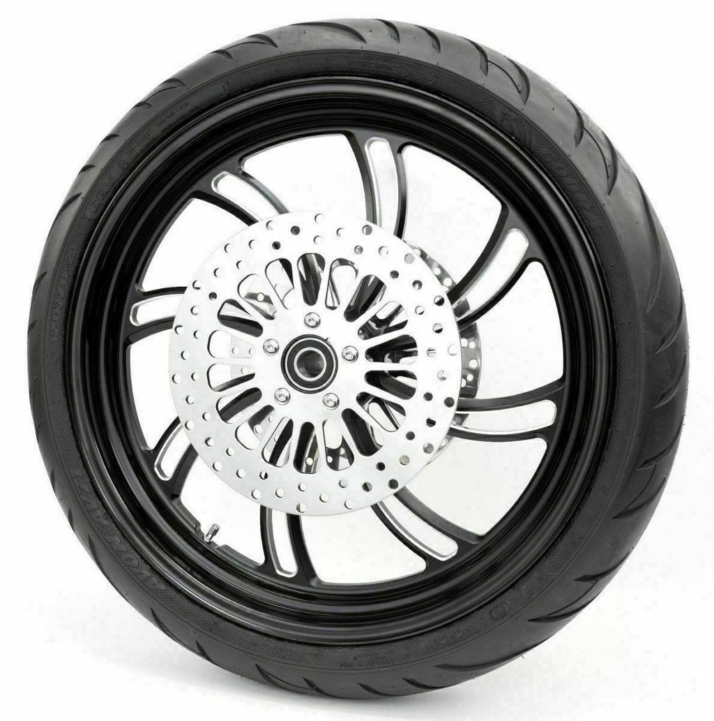 Ultima Black Vortex 23" 3.5" Billet Front Wheel Rim BW Tire Package Harley Touring 08+
