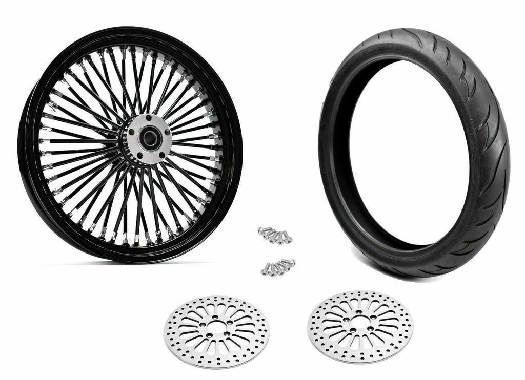 Ultima Other Tire & Wheel Parts 21 3.5 48 Black Spoke Front Wheel Black Tire Rotor Harley Touring Package DDBW