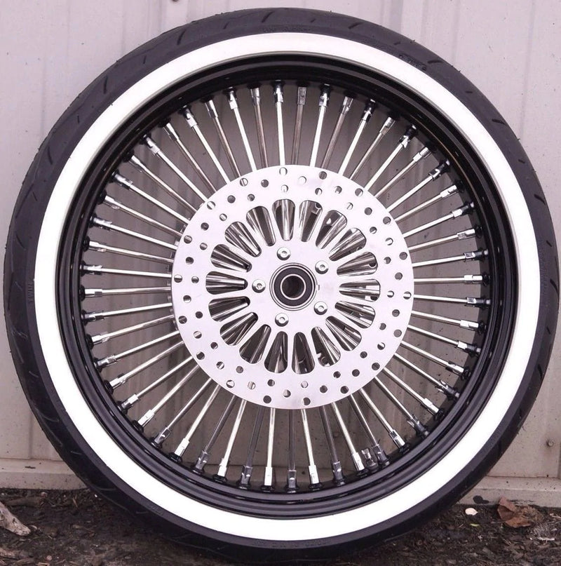Ultima Other Tire & Wheel Parts 23 x 3.5 48 Fat King Chrome Spoke Front Wheel Black Rim WWW Tire Package Single
