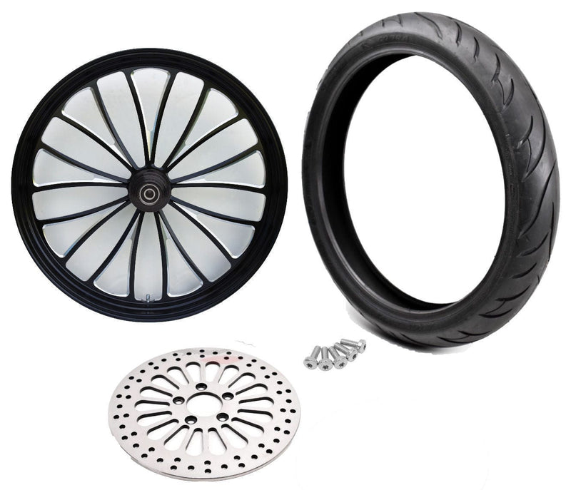 Ultima Other Tire & Wheel Parts Black Billet Manhattan 21 X 3.5 Front Wheel Rim BW Tire Package Harley Touring
