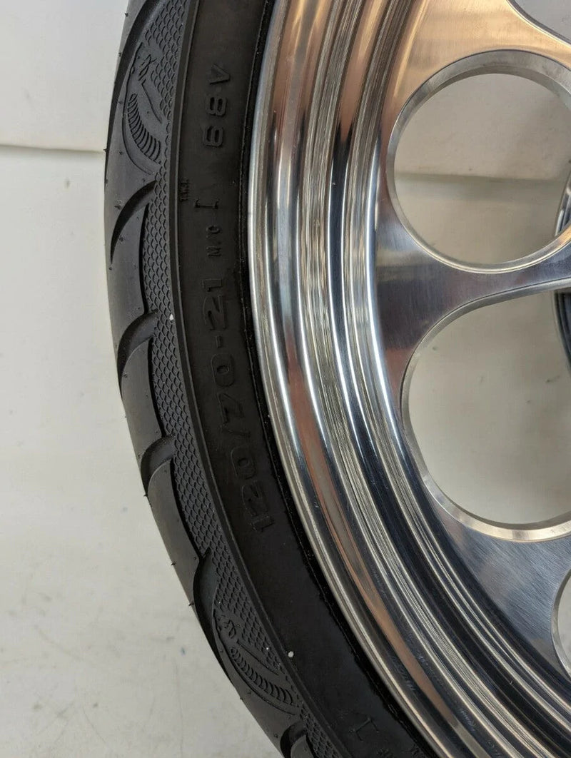 Polished Kool Kat 21 3.5 Billet Front Wheel Package Avon Harley Polished Kool Kat 21 3.5 Billet Front Wheel Package Avon Harley