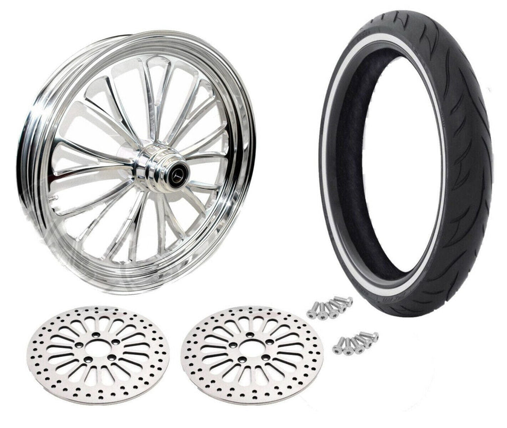Ultima Polished Manhattan 21 3.5 Front Wheel Tire Package DD WW Harley Touring ABS 08+