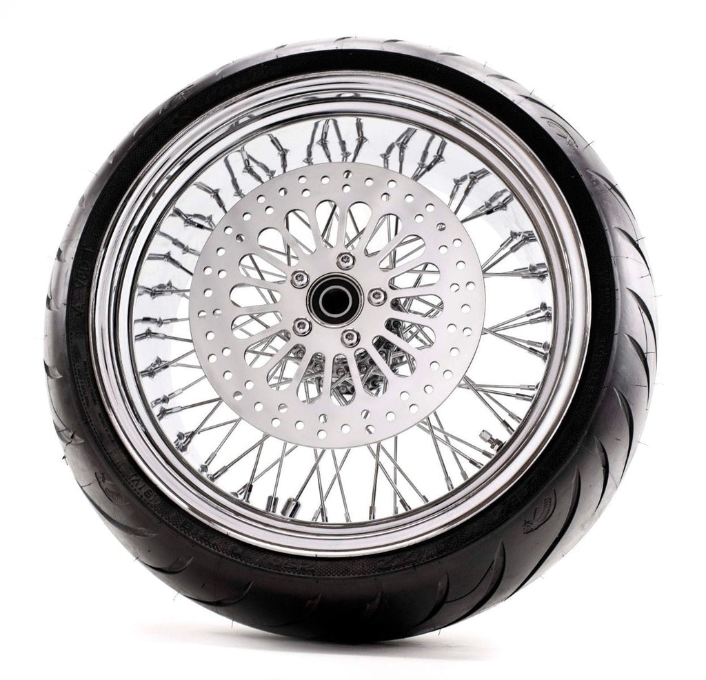 Ultima Ultima Chrome 18 8.5" 60 Spoke Rear Wheel Harley Custom 250mm Tire Rotor Package