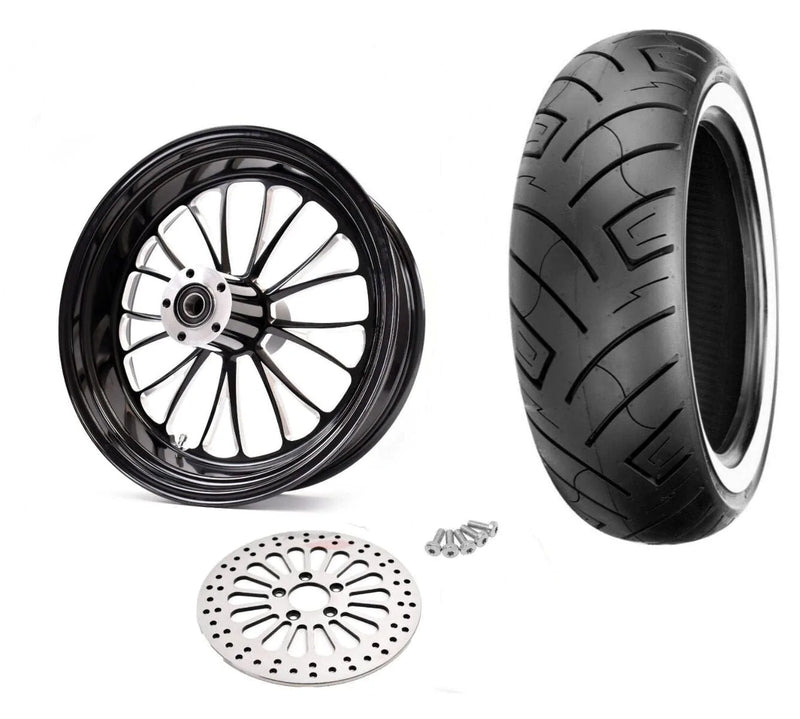 Ultima Ultima Manhattan Black Billet Aluminum 18 5.5 Rear Wheel WWW Tire Package Harley