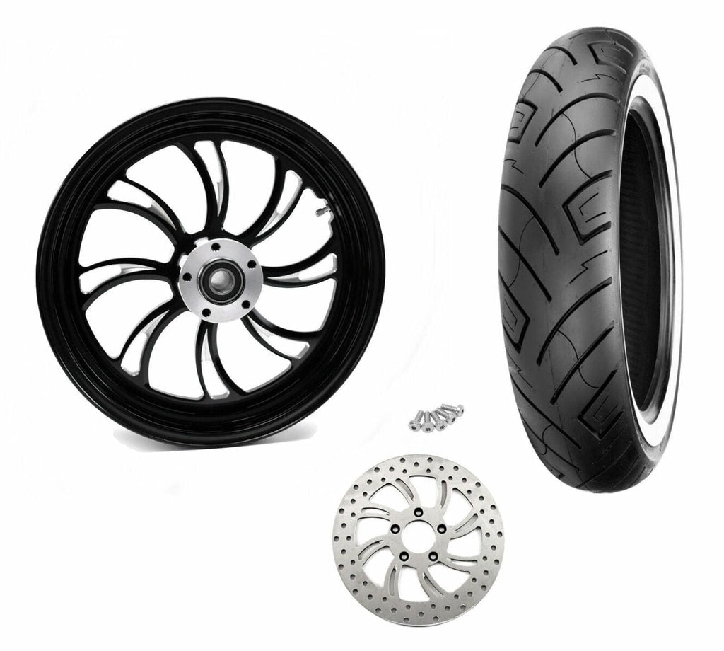 Ultima Ultima Vortex Black Billet 18 3.5 Rear Wheel Rim WWW Tire Package Harley 84-07