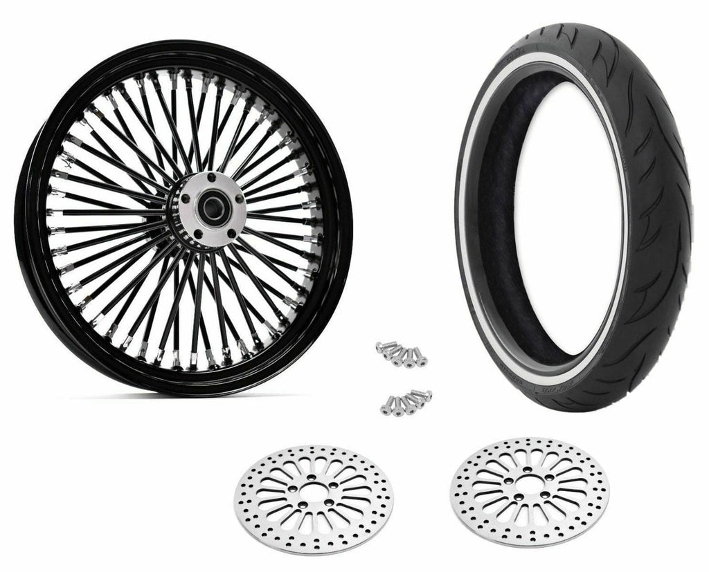 Ultima Wheels & Rims 21 2.15 Fat Front Wheel Black WW Tire Package 2008-2020 Harley Touring Dual ABS
