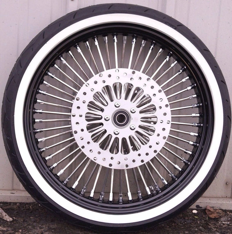 Ultima Wheels & Rims 21 X 2.15 Black Chrome Front 48 Spoke Narrow Wheel Rim Tire Package WWW XL Dyna