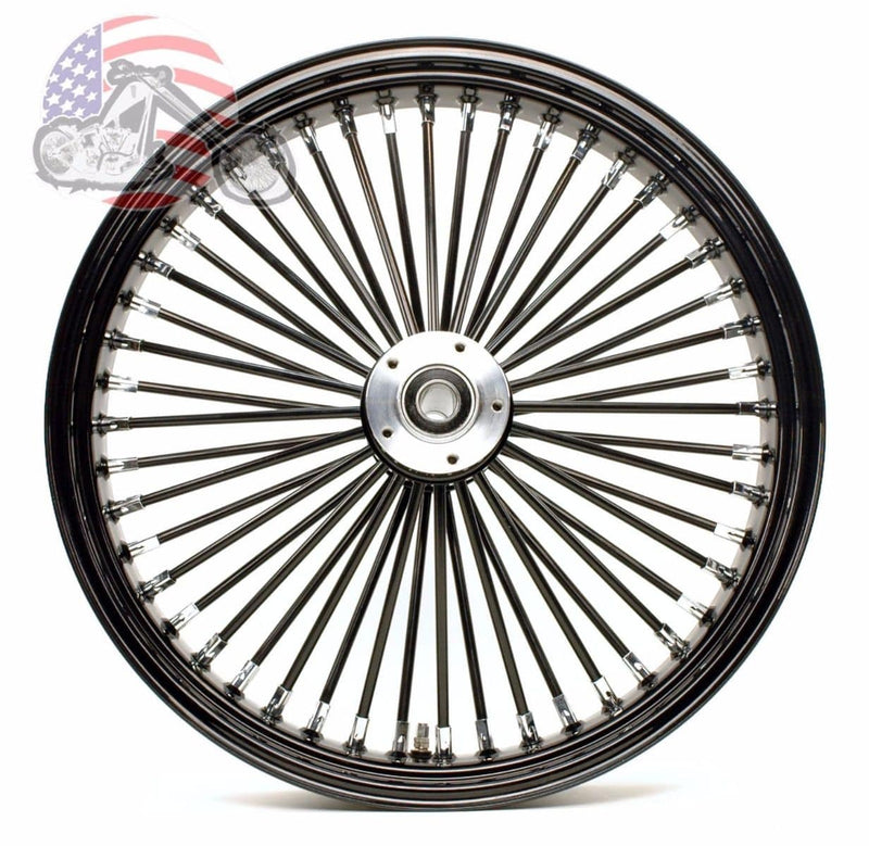 Ultima Wheels & Rims 21 x 3.5 48 Fat King Spoke Front Wheel Black Rim Dual Disc Harley Touring 00-07