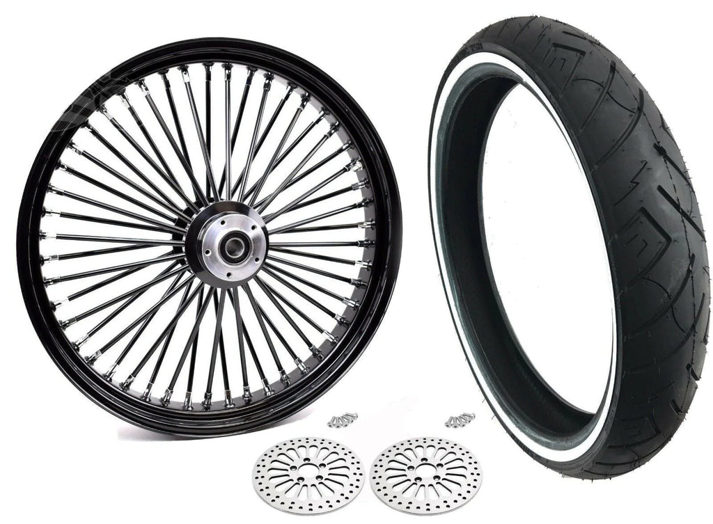 Ultima Wheels & Rims 23 3.5 Fat Front Wheel Black Tire WW Package 08-20 Harley ABS Dual Disc Touring