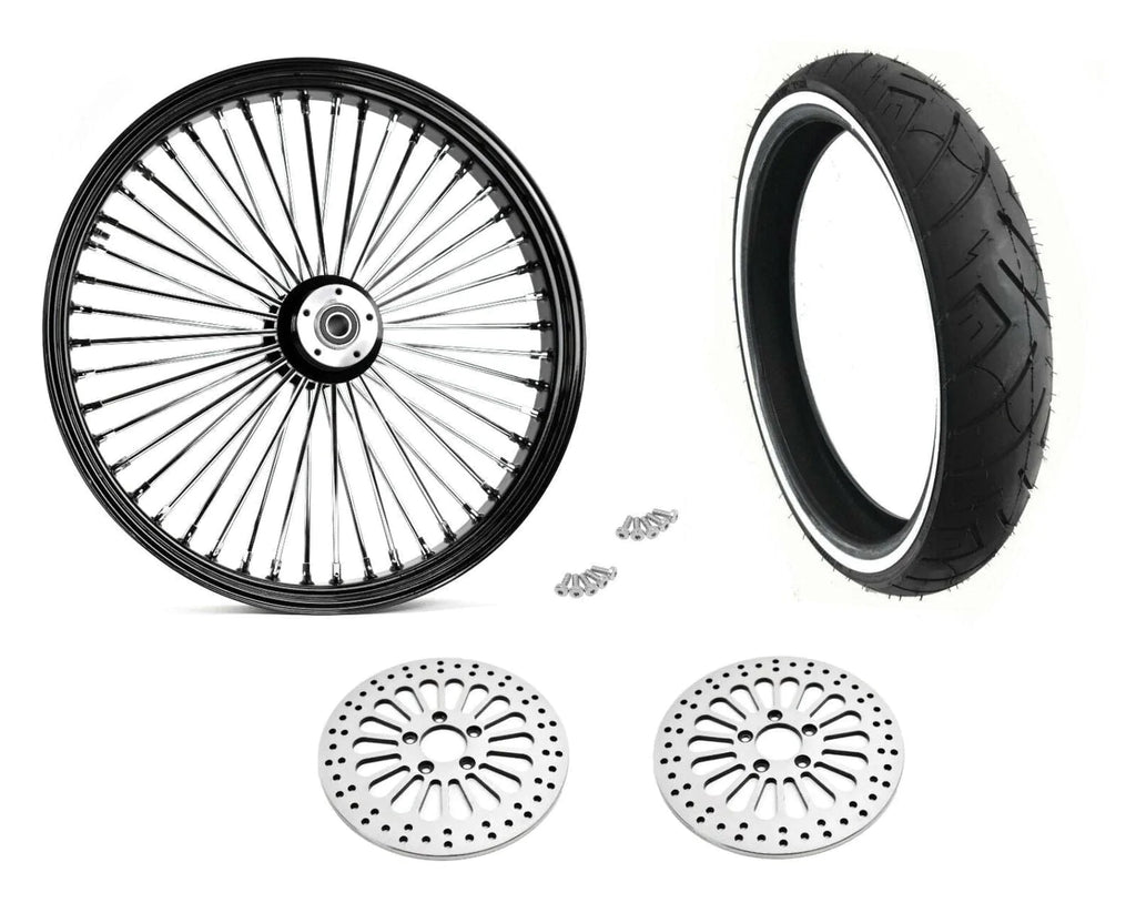 Ultima Wheels & Rims 23 3.5 Fat Front Wheel Chrome Tire WW Package 08-20 Harley ABS Dual Disc Touring