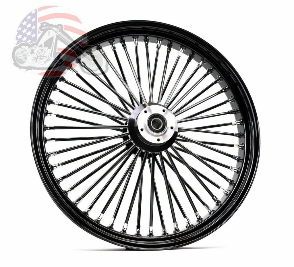 Ultima Wheels & Rims 26 3.5 48 Fat Spoke Front Wheel Black Rim Dual Disc Harley Touring 08+ w/ ABS