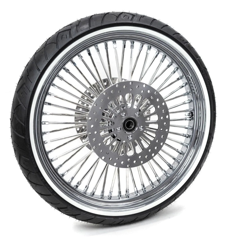 Ultima Wheels & Rims 48 King Spoke Fat 23 x 3.5 Front Wheel Rim WW Tire Package Chrome Dual Disc ABS